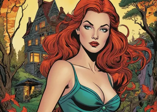 poison ivy,background ivy,fantasy woman,firestar,vampire woman,clary,maureen o'hara - female,mary jane,halloween poster,ivy,the enchantress,sorceress,scarlet witch,mystique,ariel,vampire lady,redheads,vampira,red-haired,rosa ' amber cover,Illustration,American Style,American Style 05