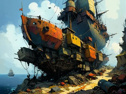 ship wreck,shipwreck,the wreck of the ship,pirate ship,galleon,sea fantasy,Conceptual Art,Sci-Fi,Sci-Fi 01