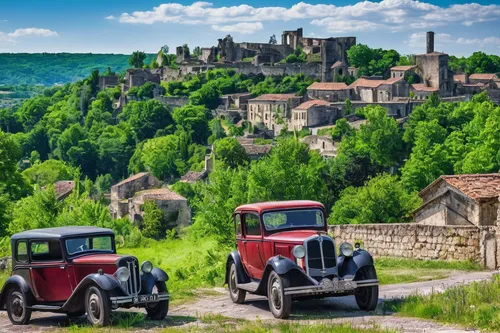 dordogne,tuscan,volterra,grand bleu de gascogne,transylvania,provence,tuscany,austin 7,france,transilvania,south france,czechia,montepulciano,italy,high rhône valley,puy du fou,1000miglia,french digital background,piemonte,medieval town,Illustration,Realistic Fantasy,Realistic Fantasy 06