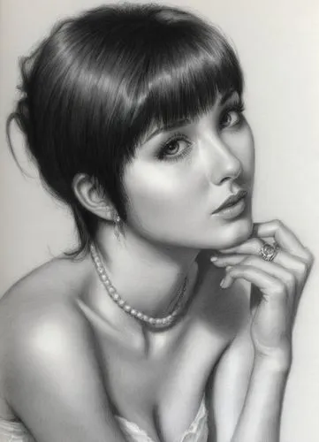 黑色头发,moskvina,arterton,rainie,charcoal pencil,charcoal drawing,pinu