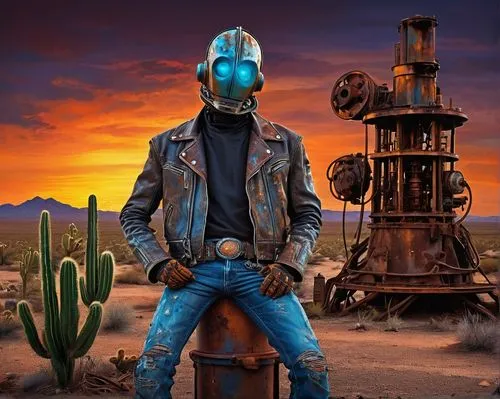 wasteland,wastelands,welder,streampunk,denim background,guyver,steelman,turquoise leather,welders,blackwelder,quartzsite,gas welder,cyberdog,fnv,copperman,nuka,postapocalyptic,fallout,jeans background,robotman,Conceptual Art,Daily,Daily 32