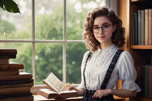 librarian,bibliophile,reading glasses,bookworm,trelawney,bibliographer,librarians,northanger,liesel,book glasses,bibliophiles,librarianship,miniaturist,bookish,avonlea,women's novels,schoolmistress,hermione,pemberley,headmistress,Illustration,Realistic Fantasy,Realistic Fantasy 29