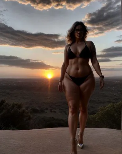  she plus size and no nudes and She is very elegant but she is 
also very bold  and Wonderful sunset, cinematographic style.
a British woman, long hair, beautiful, slim body, exotic,
 glasses, full bo