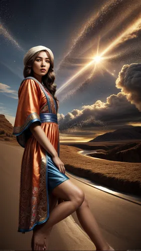 biblical narrative characters,digital compositing,photo manipulation,ancient egyptian girl,image manipulation,divine healing energy,the good shepherd,photoshop manipulation,dead sea scroll,the prophet mary,photomanipulation,good shepherd,qumran,thracian,moses,desert background,son of god,assyrian,basotho,fantasy picture