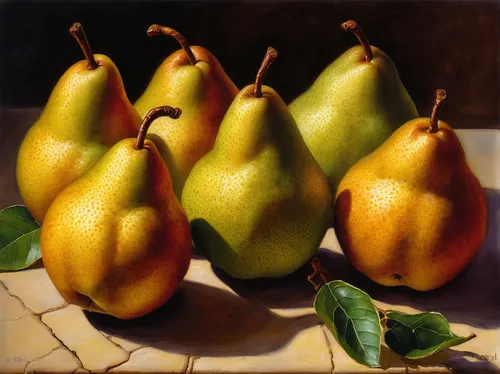 Still Life with Italian Pears,pears,pear cognition,pear,asian pear,green apples,yellow plums,copper rock pear,golden apple,golden delicious,kiwi lemons,green oranges,yellow fruit,bell apple,yellow plu