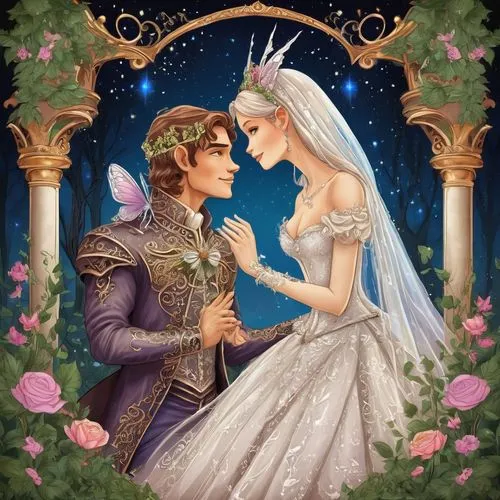 a fairy tale,fairy tale,fairytale,fairytale characters,children's fairy tale,cinderella,silver wedding,fairy tale character,fairytales,fairy tales,prince and princess,wedding couple,fairy world,engagement,fantasy picture,romantic portrait,bride and groom,fantasy portrait,fairy tale icons,fairy galaxy,Illustration,Realistic Fantasy,Realistic Fantasy 02