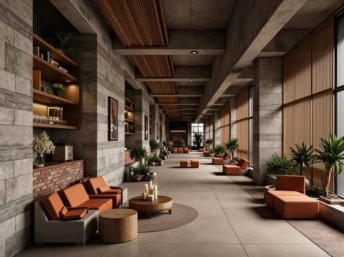 corten steel,loft,hotel lobby,lobby,lofts,3d rendering,interior modern design,lounges,midcentury,andaz,penthouses,render,contemporary decor,breezeway,renders,concrete ceiling,interiors,amanresorts,modern decor,clubroom