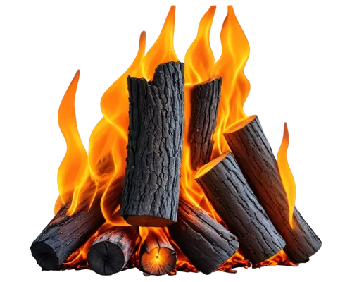 Flames, orange yellow blaze, crackling sound effect, warm glow, dark smoke rising, wooden logs, burning embers, sparks flying, realistic texture, cinematic lighting, shallow depth of field, close-up s