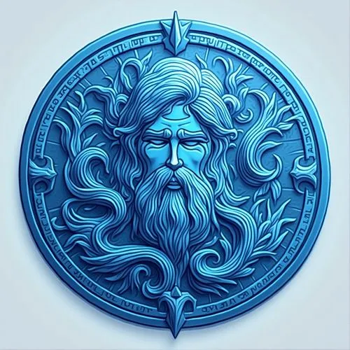 Create a symbol representing Kronos, the Titan of Time, in a gradient of blues. The symbol should evoke the essence of time and the mythological power of Kronos, with a design that is both ancient and