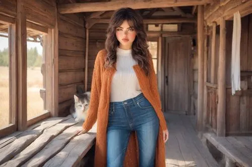 Persian girl on jean,a woman standing on a porch in a building,madewell,bellbottoms,long coat,levis,warm colors,cardigan,mohair,sheepskin,kendall,tigerlily,shearling,corduroy,cashmere,wooltops,layerin