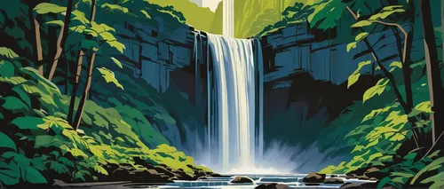 travel poster,ash falls,brown waterfall,water falls,ilse falls,wasserfall,bond falls,bridal veil fall,cascades,water fall,falls,green waterfall,waterfall,salt creek falls,falls of the cliff,waterfalls,cascade,multnomah falls,fairyland canyon,a small waterfall,Illustration,American Style,American Style 09