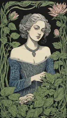 greensleeves,tapestry,ethel barrymore - female,flora,woodring,kate greenaway,chromolithography,eglantine,dulac,ivy frame,dahlia white-green,woodcut,embroideries,dieckmann,sedlacek,peony frame,fornasetti,elmire,art nouveau frame,unthanks,Illustration,Black and White,Black and White 15