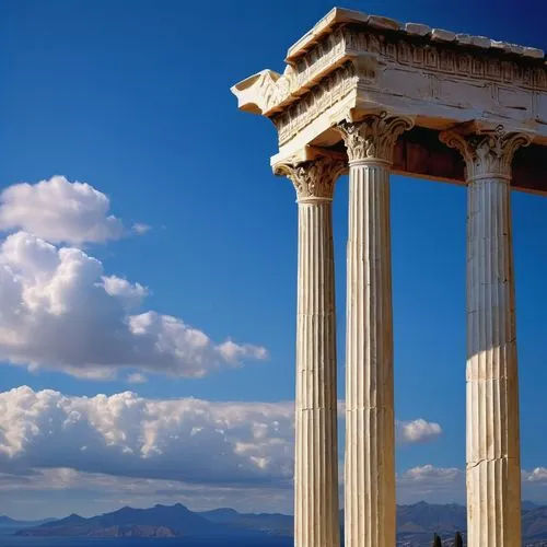 doric columns,greek temple,ancient greek temple,temple of hercules,roman columns,hellas,temple of diana,temple of poseidon,athens,peloponnese,hellenic,athenian,three pillars,columns,roman temple,greece,athene brama,pillars,pallas athene fountain,ancient roman architecture,Conceptual Art,Sci-Fi,Sci-Fi 22