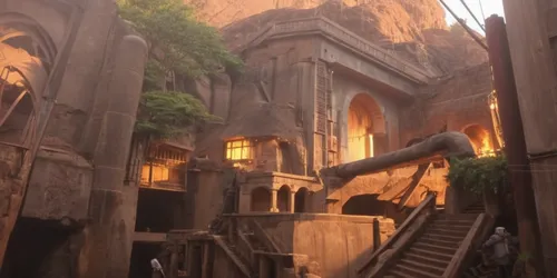 hall of the fallen,ancient city,castle iron market,ancient buildings,ruins,riad,mausoleum ruins,medieval architecture,ruin,tokyo disneysea,lost place,the ruins of the,concept art,castle of the corvin,