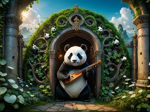 giant panda,chinese panda,panda,bamboo flute,pandabear,kawaii panda,panda bear,serenade,art bard,bard,hanging panda,little panda,classical guitar,pandas,philharmonic orchestra,violin player,whimsical animals,baby panda,traditional chinese musical instruments,symphony orchestra,Photography,General,Fantasy