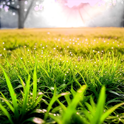 Bright sunshine, warm rays, soft yellow light, gentle glow, sunbeams, morning dew, green grass, flower petals, delicate leaves, shallow depth of field, cinematic lighting, 3/4 composition, panoramic v