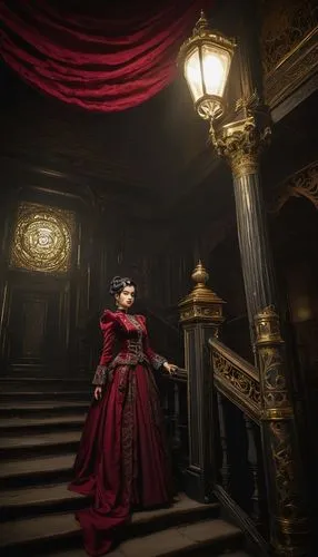 countess,victoriana,victorian,victorian lady,victorian style,lady in red,traviata,rasputina,queen of hearts,regal,noblewoman,gothel,vicomte,schikaneder,nero,red gown,masquerade,karenina,old opera,emperatriz,Art,Classical Oil Painting,Classical Oil Painting 31