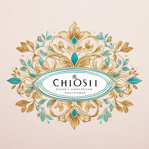 Craft an elegant logo for a high-end fashion boutique.,chiboust cream,blossom gold foil,tassel gold foil labels,chrysanthemum background,cd cover,cheery-blossom,art nouveau design,chilopsis,gold foil 