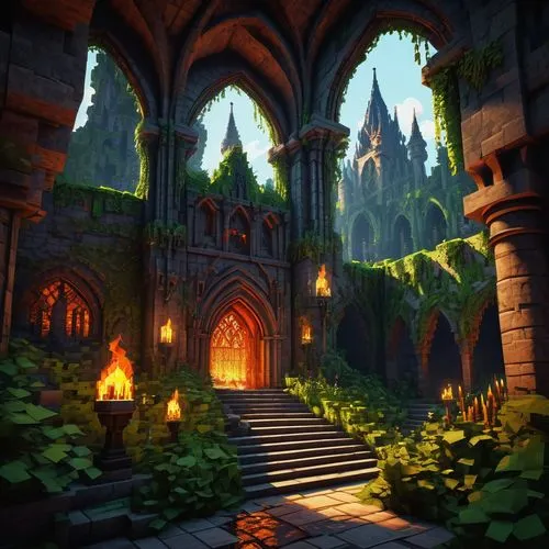 arenanet,labyrinthian,hall of the fallen,riftwar,rivendell,castlevania,elven forest,strangehold,mausoleum ruins,threshhold,northrend,sylvania,silverglade,lyonshall,fairy tale castle,medieval,calydonian,monastery,castle of the corvin,fantasy landscape,Conceptual Art,Oil color,Oil Color 18