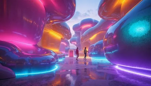 futuristic landscape,futuristic art museum,3d fantasy,vapor,futuristic,cyberia,rift,3d render,graecorum,cinema 4d,neon ghosts,lightwaves,alien world,vortex,sensorium,passage,imaginationland,kaleidoscape,shader,vast