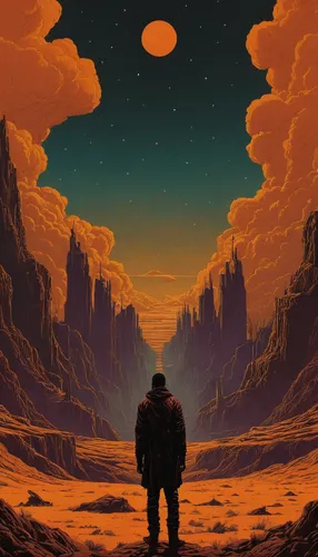 dune,viewing dune,barren,desert,the desert,sci fiction illustration,badlands,earth rise,martian,alien planet,desert background,sahara,mission to mars,planet mars,red planet,valley of the moon,the horizon,capture desert,desert planet,astronaut,Conceptual Art,Sci-Fi,Sci-Fi 17