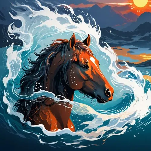 fire horse,black horse,kelpie,colorful horse,painted horse,equine,alpha horse,windhorse,dream horse,nikorn,nighthorse,cheval,epona,bay horses,wild horse,unicorn background,fireheart,skyhorse,constellation wolf,equus,Unique,Design,Sticker