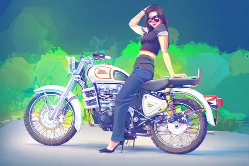 2D Vector Animation, HIGH DEFINITION, COLOR 30,biker,motorbike,motorcycle,motorcycles,motorcycle racer,motorcyclist,motor-bike,motorcycling,retro girl,bike,moped,heavy motorcycle,harley davidson,motor