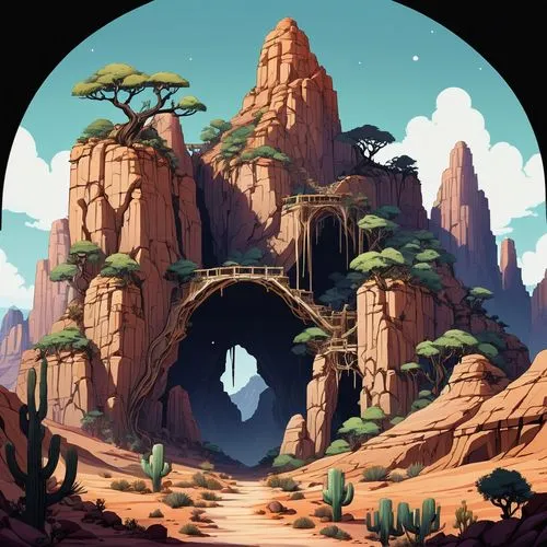 cartoon video game background,background design,background screen,background with stones,meteora,cartoon forest,Illustration,Abstract Fantasy,Abstract Fantasy 11