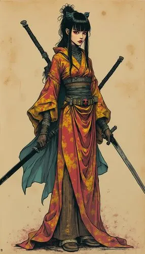 naginata,samurai,yi sun sin,daoist,erhu,daiyu,Illustration,Realistic Fantasy,Realistic Fantasy 29