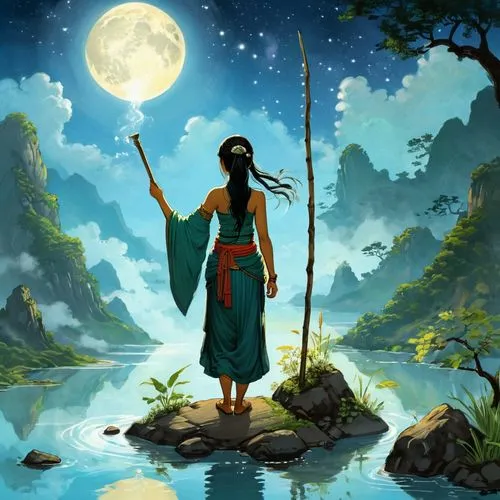 mulan,qimin,shennong,milarepa,yi sun sin,vishwamitra,parashurama,xufeng,hanfu,rongfeng,taoist,thangka,xicheng,moondragon,inuyasha,dakini,taoism,wulin,laozi,daoist,Illustration,Paper based,Paper Based 17