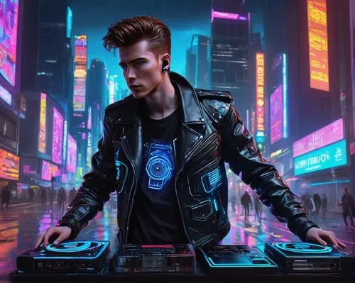 cyberpunk,synth,atrak,cyberpunks,electro,futurepop,kinkade,digitalism,klayton,polara,dj,pompadour,buuren,torkan,muzik,futuristic,markus,junipero,terminator,80's design,Illustration,Paper based,Paper Based 04