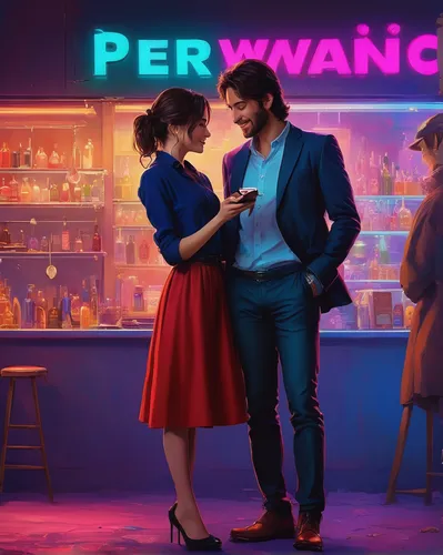 portrayal,serenade,passengers,retro diner,argentinian tango,tango argentino,singer and actress,vintage man and woman,maraschino,pda,cg artwork,french digital background,scene lighting,kdrama,neon cocktails,romantic scene,retro woman,media concept poster,the fan's background,piano bar,Conceptual Art,Sci-Fi,Sci-Fi 22