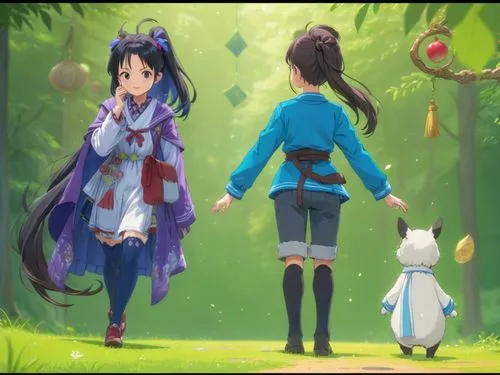 forest walk,rabbit family,hare trail,bunmei,alice in wonderland,walking in a spring,repede,anime japanese clothing,stroll,easter banner,mios,zwei,autumn walk,ghibli,tsukiko,rabbits,forest path,arohana