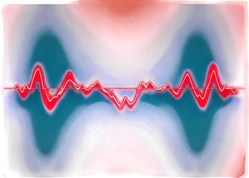 Heartbeat sound wave, pulsing rhythm, red glowing light, electronic device, futuristic design, metallic material, sleek lines, digital display, 3D rendered, close-up shot, shallow depth of field, vibr