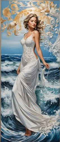 amphitrite,the sea maid,the wind from the sea,sirene,ariadne,ondine,whirlwinds,nereids,arethusa,nereid,oil painting on canvas,galatea,ocean waves,sea storm,atlantica,undine,oceanus,sirena,sea fantasy,the zodiac sign pisces,Art,Classical Oil Painting,Classical Oil Painting 02