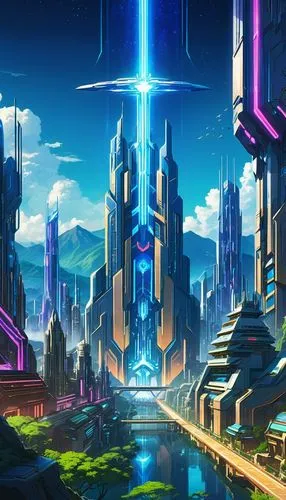 cybercity,futuristic landscape,silico,cyberport,cyberia,cybertown,metropolis,polara,areopolis,futuristic,fantasy city,skylstad,megacorporation,skyterra,cyberworld,cyberrays,cybertron,futuregen,ordos,megalopolis,Illustration,Japanese style,Japanese Style 03