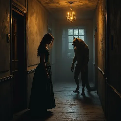 hallway,danse macabre,the threshold of the house,in the shadows,girl walking away,lodgers