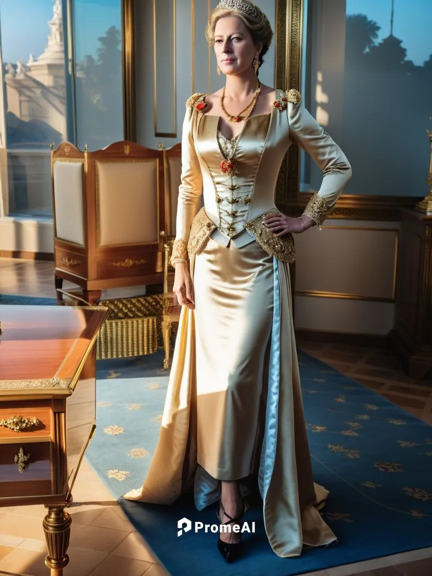 Princess Maria Theresa of Bourbon-Two Sicilies,the woman is wearing an old fashion gown,kolinda,netrebko,koningin,zakharova,rosenkavalier,elizabeth ii,Photography,General,Realistic