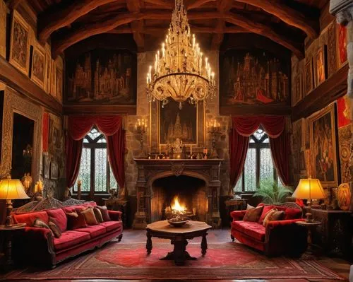 royal interior,ornate room,interior decor,sitting room,fireplace,victorian room,hotel de cluny,great room,fireplaces,elizabethan manor house,danish room,four poster,inglenook,trerice in cornwall,parlor,the interior of the,furnishings,home interior,fire place,interiors,Conceptual Art,Oil color,Oil Color 18