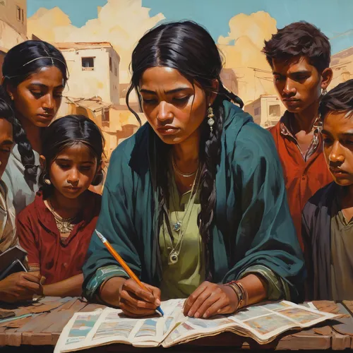 children studying,church painting,peruvian women,nomadic children,oil painting on canvas,girl studying,indian art,blessing of children,oil painting,children drawing,girl praying,disciples,cherokee,indians,indian woman,indigenous painting,oil on canvas,children learning,seven citizens of the country,khokhloma painting,Conceptual Art,Fantasy,Fantasy 15