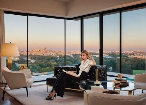 ivanka,penthouses,blonde woman reading a newspaper,woodsen,kimmelman,melania,with a view,sobchak,blanchett,ahrendts,livni,big window,luxury real estate,labovitz,mahdavi,palladianism,rotana,leibovitz,paltrow,haifa,Art,Classical Oil Painting,Classical Oil Painting 33