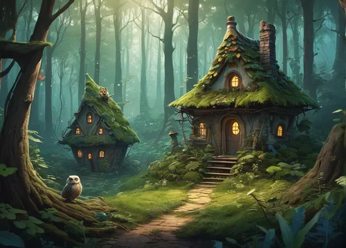 house in the forest,fairy house,witch's house,little house,fairy village,tree house,treehouse,my neighbor totoro,fairy forest,witch house,bird house,studio ghibli,home landscape,small house,lonely house,enchanted forest,druid grove,cottage,fairy door,fairytale forest,Photography,Documentary Photography,Documentary Photography 10