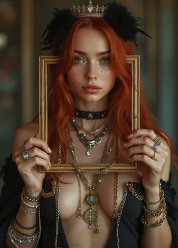 triss,cirta,steampunk,enchantress,doll looking in mirror,yelizaveta,Photography,General,Realistic