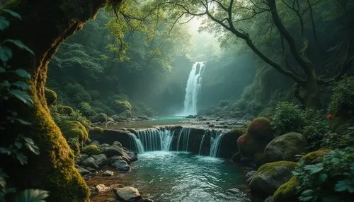 green waterfall,rain forest,rainforests,rainforest,brown waterfall,tropical forest,waterfall,waterfalls,water fall,nature wallpaper,nectan,water falls,mountain stream,cascading,ash falls,bridal veil fall,indonesia,natural scenery,fairytale forest,flowing water,Photography,General,Realistic