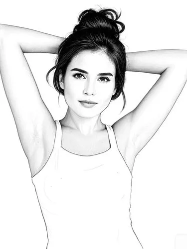 a drawing of an avatar female wearing a tank top,girl on a white background,rotoscoped,digital drawing,vectoring,outline,rotoscope,Design Sketch,Design Sketch,Black and white Comic