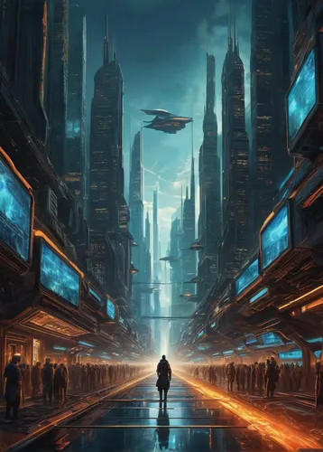 futuristic landscape,sci fiction illustration,scifi,sci-fi,sci - fi,sci fi,dystopian,cyberpunk,dystopia,science fiction,futuristic,metropolis,fantasy city,science-fiction,wanderer,world digital painting,ancient city,cyberspace,travelers,cityscape,Illustration,American Style,American Style 12