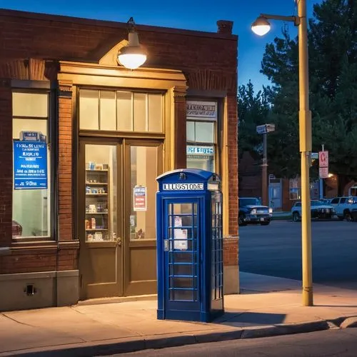 assay office in bannack,telephone booth,tardis,bannack assay office,montana post building,phone booth,newspaper box,courier box,post office,pay phone,post box,payphone,blue doors,united states postal service,store fronts,blue door,postbox,letter box,virginia city,mail box,Photography,General,Realistic