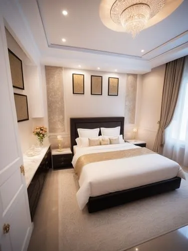 "Design a serene and minimalist bedroom that embodies the refined style.. The room should feature a comfortable bed. The overall ambiance should be peaceful and elegant, ideal for relaxation.",a bedro