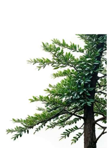 Laurel tree, evergreen leaves, oval-shaped, glossy surface, dark green color, branches curved downwards, thick trunk, rough bark, morning mist, soft sunlight filtering through leaves, panoramic view, 