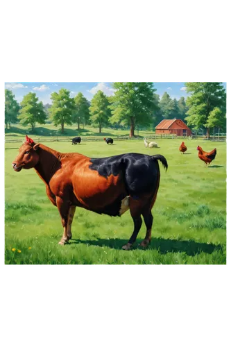 cows on pasture,livestock farming,farm background,livestock,pasture,bovines,red holstein,oxen,salatin,beef cattle,farm animals,cows,vaches,cowpland,domestic cattle,dairy cattle,cow,cartoon video game background,bucolic,holstein cattle,Art,Classical Oil Painting,Classical Oil Painting 27